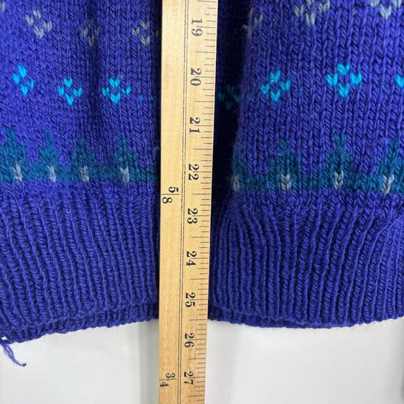 Vintage Nomadic Traders women sweater M purple print Wool hippie Gorpcore aztec - Picture 11 of 12